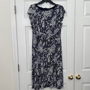 Jessica Howard Navy and White Floral Midi Dress
